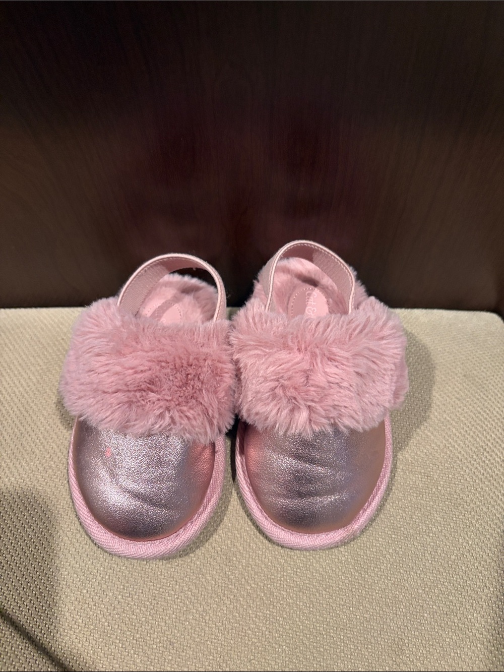 Cat & Jack Pink Faux-Fur Slide Slippers